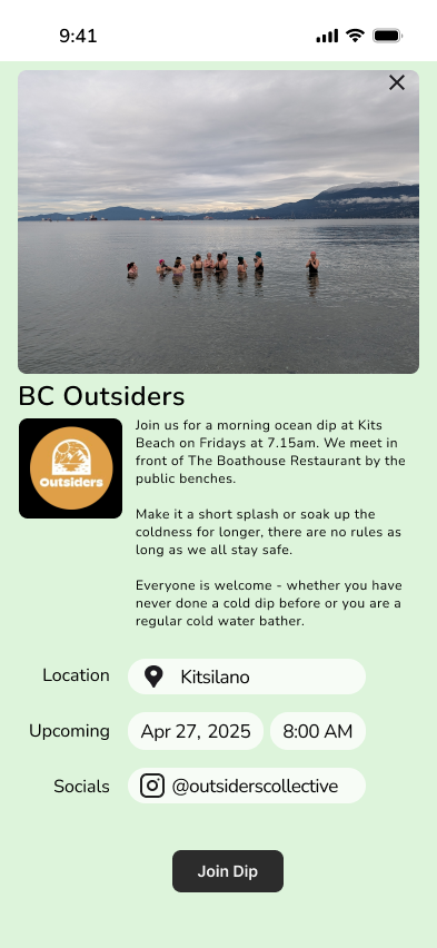Dips — BC Outsiders community detail with schedule and join