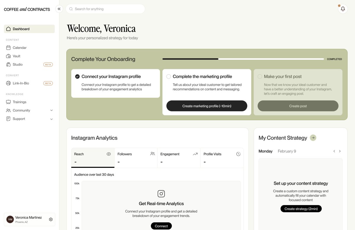 Coffee & Contracts — dashboard